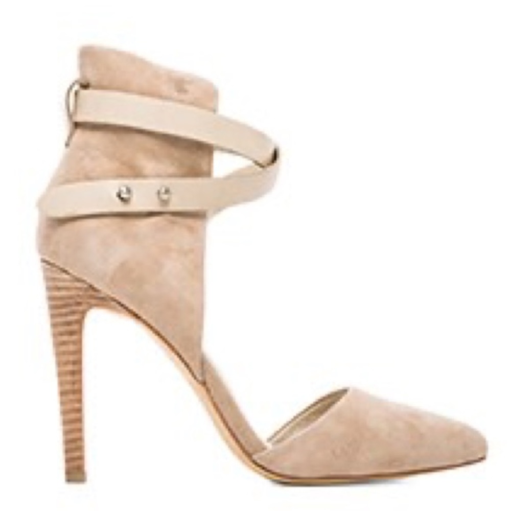 Joe’s Jeans Laney Heels in Nude Suede/Wood Heel Size 9 NIB